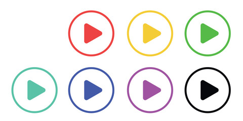 set of colored Play Button Icons - Multi Series