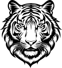 Minimalist Furious Tiger Head Icon for Wildlife Branding