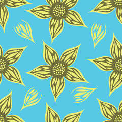 Abstract flower blooming design. Pattern with floral seamless. Grunge textured abstract art vector with flower and plants in watercolor style.