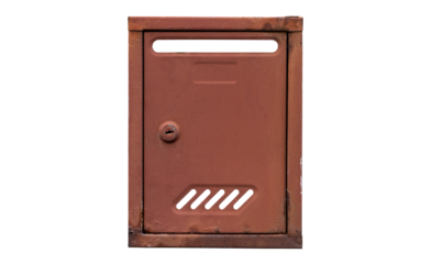 Old rusted mailbox isolated transparent