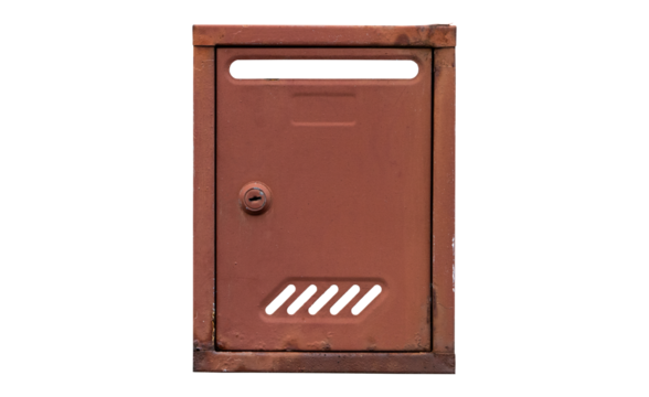 Old rusted mailbox isolated transparent