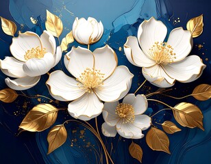 Luxurious white flowers on a dark background