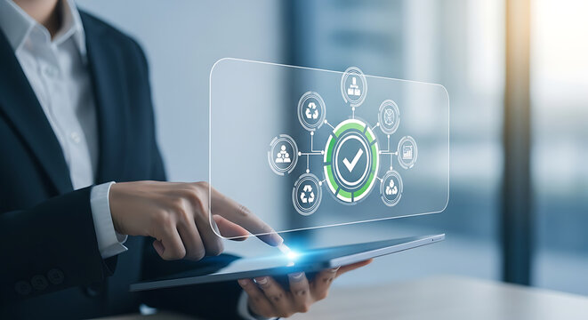 Digital integration for quality assurance and sustainable business solutions visualized on a