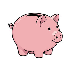 Fototapeta premium Pink piggy bank for savings with a slot on top. Vector illustration