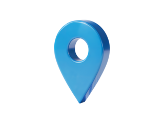 Blue Map Pointer Location Pin Icon Isolated on Black Background for Navigation and Geography Applications