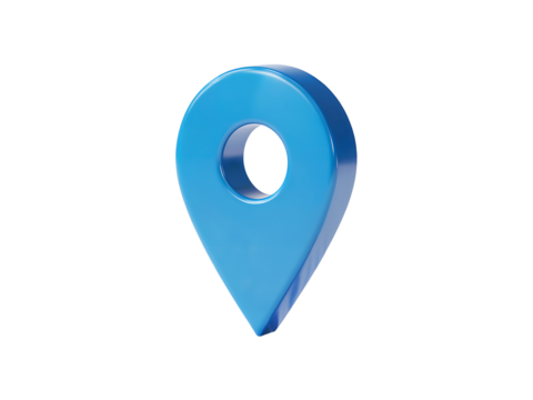 Blue Map Pointer Location Pin Icon Isolated on Black Background for Navigation and Geography Applications - Powered by Adobe