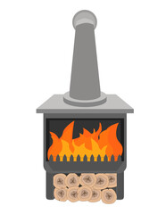vector illustration of a burning stove
