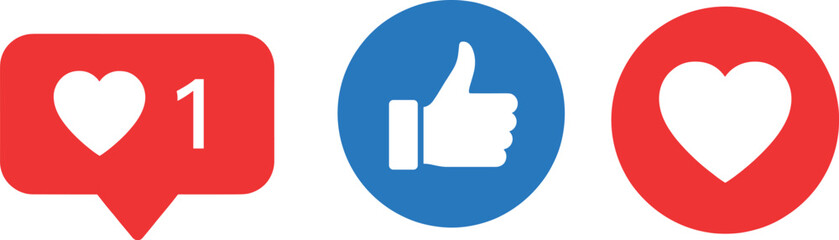 social media reaction icon love like heart vector set look like original
