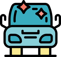 Car front view shining after a car wash, symbolizing cleanliness, maintenance, and automotive care