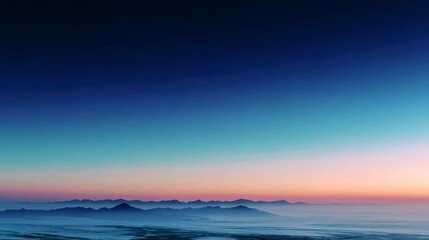 Obraz premium Serene Horizon at Dusk with Gentle Gradient Sky and Mountain Silhouette