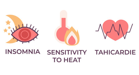 Hyperthyroidism infographic flat style simple design concept. Vector cartoon graphic illustration
