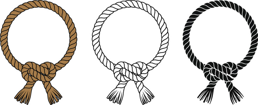 Rope knot vector illustration different color variations