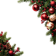 Christmas Holiday Border with Red Ornaments