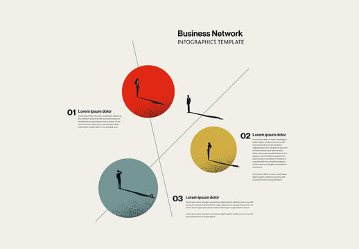 Business Networking Minimalist Infographic Template with Abstract Illustration