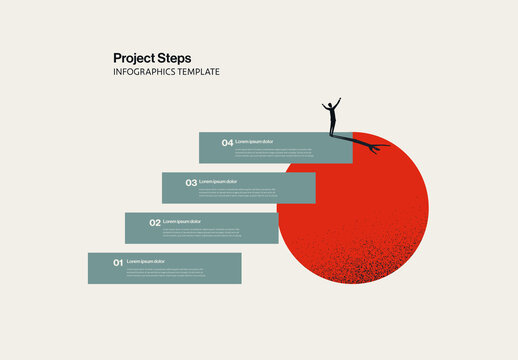 Project Steps for Business Growth Minimalist Infographic Template with Illustration