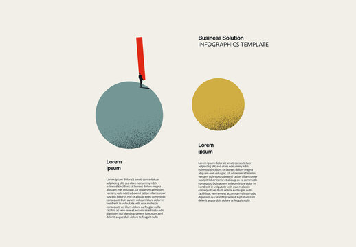 Business Solution Minimalist Infographic Template with Abstract Illustration