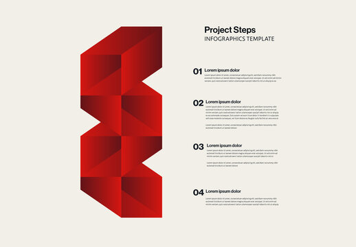 Project Steps Infographic Template with 3D block elements