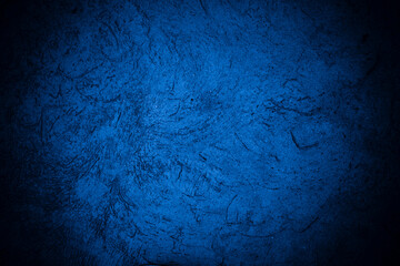 Old wall pattern texture cement blue dark abstract  blue color design are light with black gradient background.