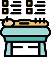 Solarium bed with patient enjoying tanning session for therapeutic benefits in a modern clinic