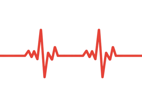 Red heartbeat line isolated on transparent background