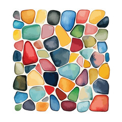 Vibrant Watercolor Pebble Mosaic A Colorful Abstract Composition