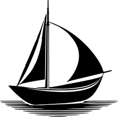 Sailing or fishing boat or ship on the sea
