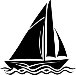 Sailing or fishing boat or ship on the sea
