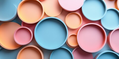 Colorful round plates arrangement abstract bright palette top view design inspiration