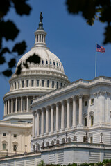 US Congress, Capitol. Washington DC skyline featuring the Capitol. Senate and House USA building. USA government seat in District of Columbia. The Capitol building. Capital of democracy.