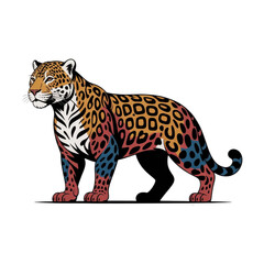 Obraz premium Vibrant artistic jaguar standing proudly isolated on transparent background