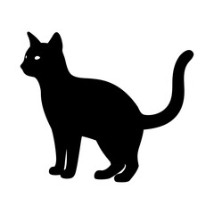 Elegant black cat silhouette standing gracefully, capturing the essence of feline charm with a mysterious and minimalist design, perfect for various creative projects and thematic visuals