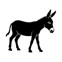 Clean and sharp vector outline of a classic donkey in profile, ideal for children's books, agricultural designs, and as a versatile icon within a creative graphic bundle