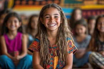 Joyful children engaging in cultural activities classroom bright environment