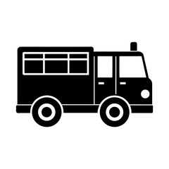 A simple black and white silhouette vector illustration of a utility vehicle, ideal for design projects requiring a clear, graphic representation of a service vehicle