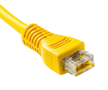 Connecting devices yellow ethernet cable technology