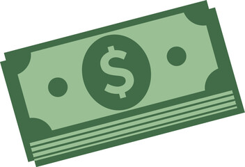 Stack of Dollar Bills Flat Vector Illustration on Transparent Background