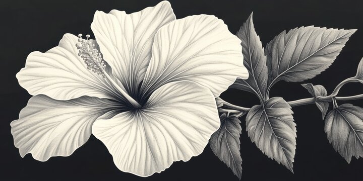 Exquisite white hibiscus flower botanical dark stunning detail artistic perspective