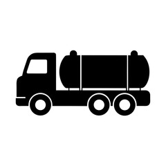 Tank Truck Icon Simple Black Silhouette for Waste, Fuel, or Chemical Transportation