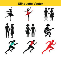 Diverse Silhouette Vector Graphics of People and Activities
