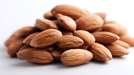 Fototapeta premium Heap of almonds in natural light. Ideal for snacking and nutritional concepts. Focus on texture & detail.