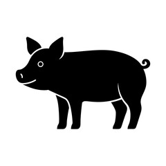 Simple black pig silhouette, a clean vector illustration of a farm animal. This isolated hog or swine icon is a versatile graphic symbol perfect for logo design or web elements
