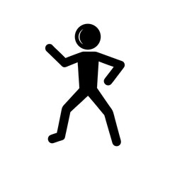 Minimalist black silhouette of a running man icon, vector sports fitness illustration symbolizing jogging, exercise, motion, training, and healthy activity