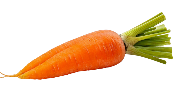 Carrot, isolated and realistic, presented in transparent PNG format, high resolution with clean edges, vivid colors, natural texture, and fresh appearance, designed for versatile usage in digital proj