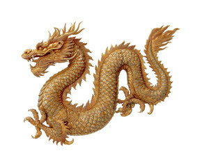 Obraz premium Majestic golden dragon sculpture cultural environment