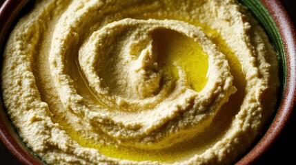 Fototapeta premium Creamy Hummus Swirl in a Rustic Bowl