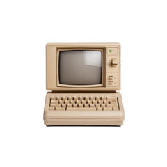 Retro beige computer with keyboard and crt monitor