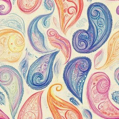 A colorful paisley pattern with a variety of colors and shapes