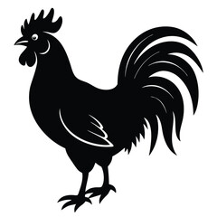 Rooster and hen silhouette collection, farm animal illustration, poultry vector artwork, black and white graphic, rural livestock design, chicken drawing © ABIR