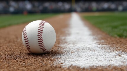 Baseball on the field, ready for play.