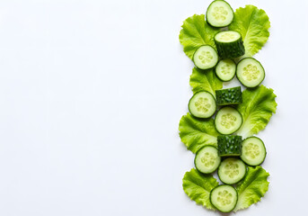 sliced cucumber on a white background